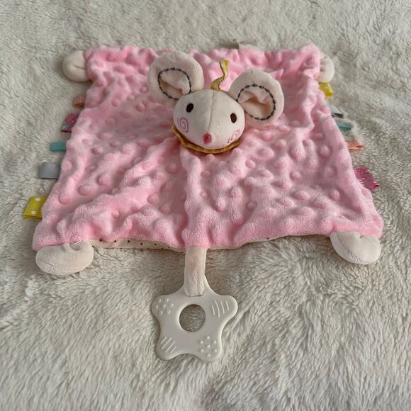 Appease Toy Pink Mouse Baby Lovey Teether Tags Minky 11” Plush Soother Blanket - Picture 1 of 6